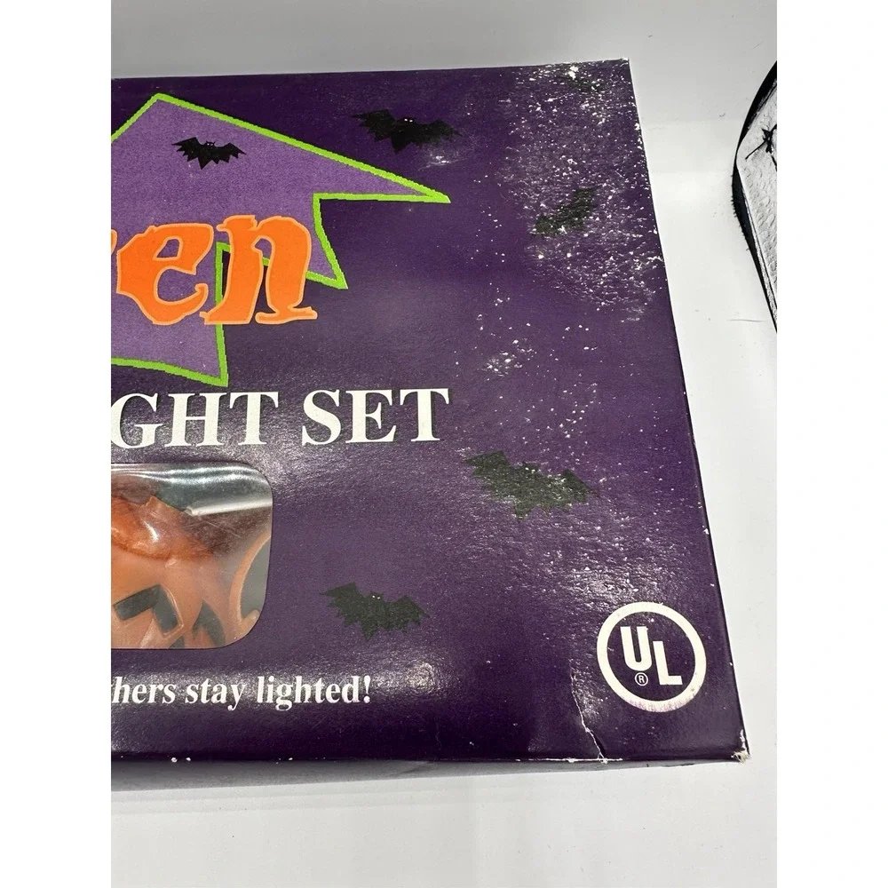 Vtg‎ Halloween String Lights Set of 10 Jack O Lantern Pumpkin Blow Mold WORKING